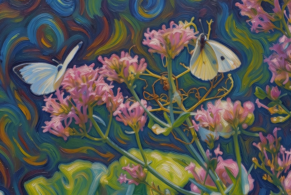 A5 Greeting Card White Butterflies on Flower In The Garden 