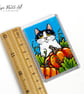 Black & White Cat with Pumpkins – Slight Seconds Fridge Magnet (70x45mm) - Image 2