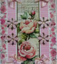 Pink Rose Blooms - Hand Crafted Decoupage Greeting Card - Blank 3332