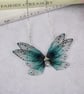 Sky Blue Fairy Wing Necklace Pendant Cicada Fairycore Pagan Bridal Boho