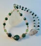 Moss Agate, Rose Quartz & Crystal Necklace, Anniversary, Birthday, Gifts For Her - Image 1