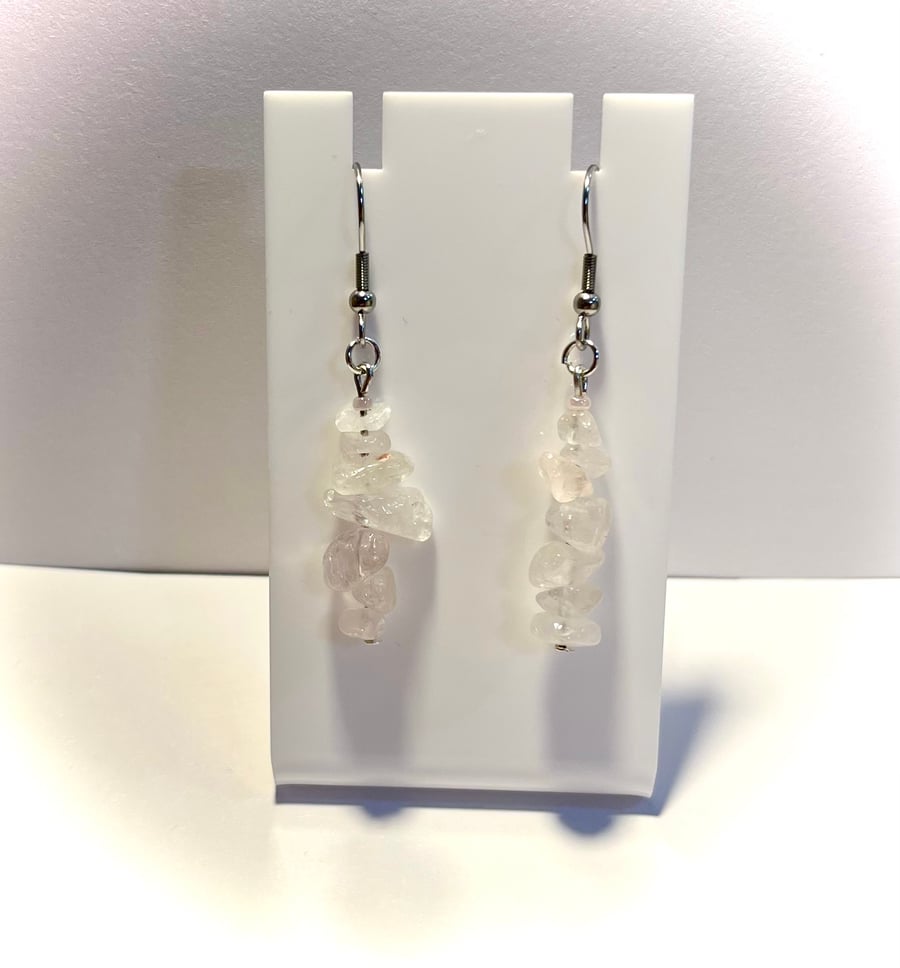Rose Quartz Chip Earrings