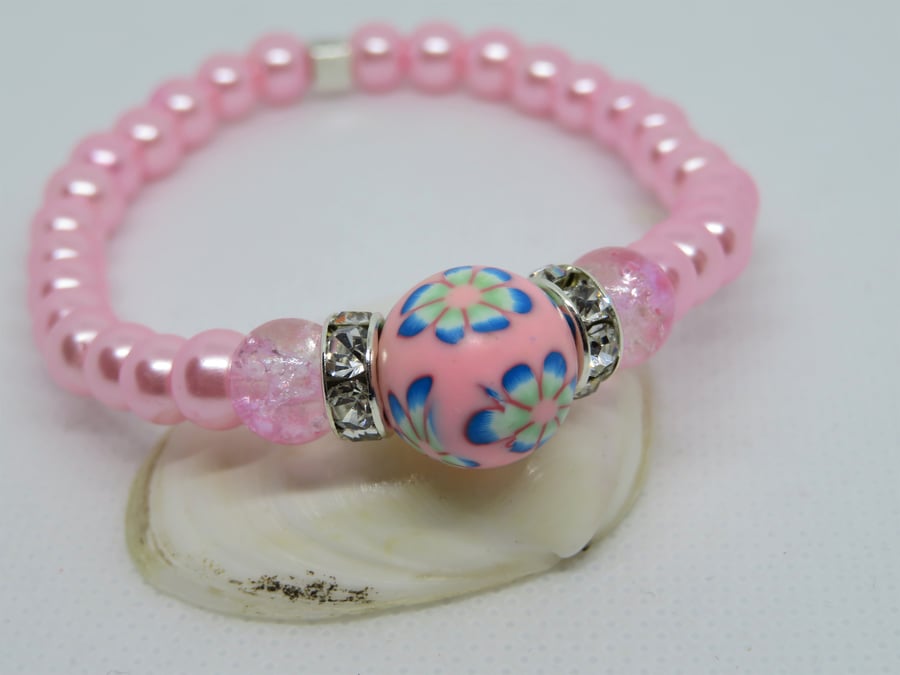 Lucy Pink Polymer Clay bracelet