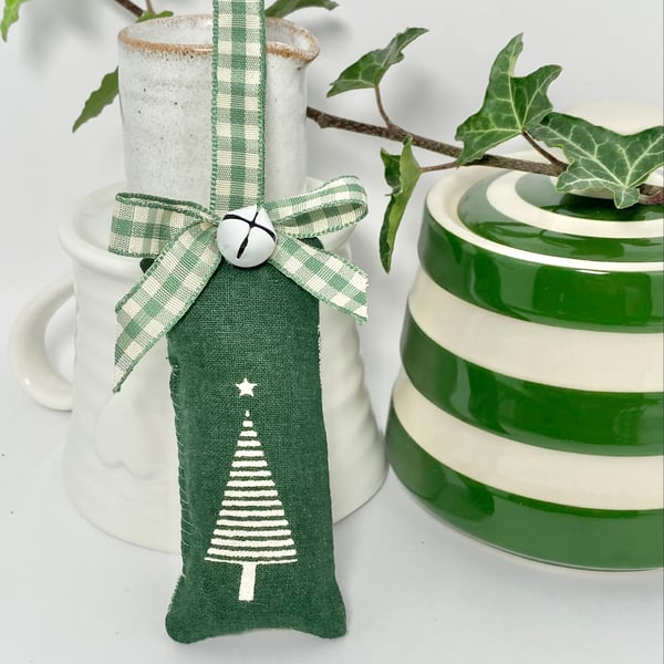 SALE ITEM - SCANDI CHRISTMAS TREE DECORATION - cream on green