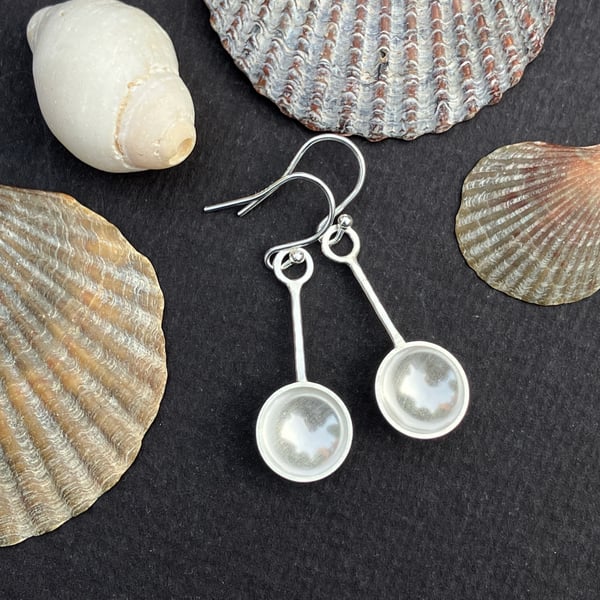 Sterling silver spoon dangle earrings. Silver spoon earrings.