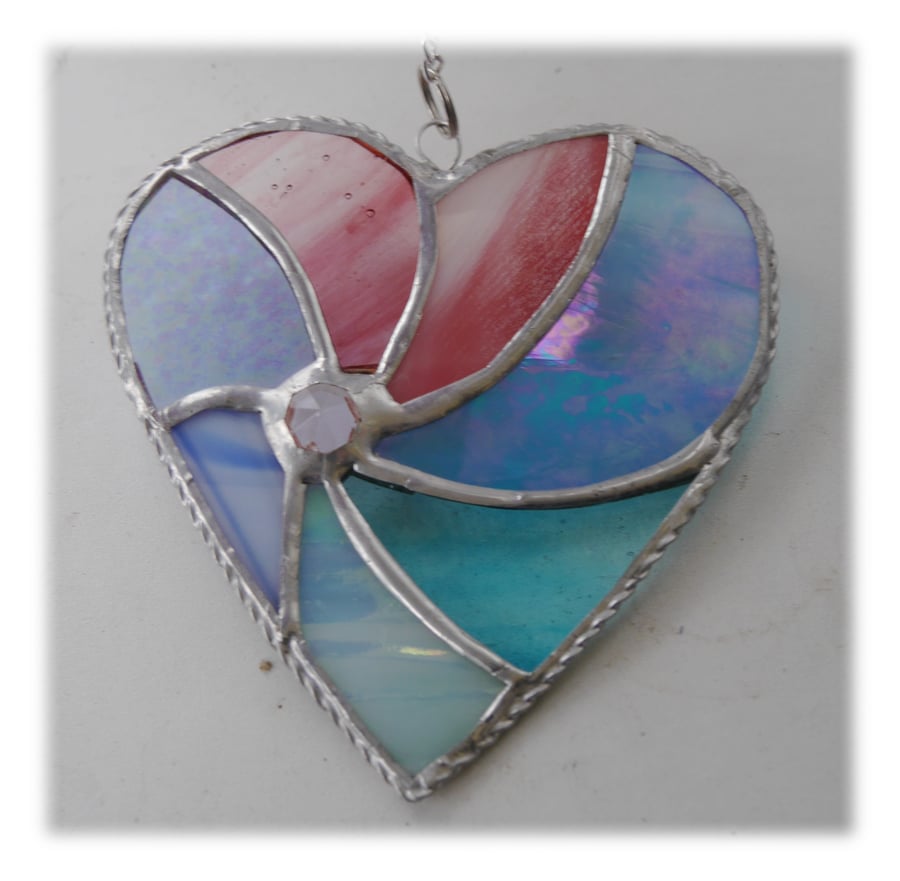 Pastel Swirl Heart Stained Glass Suncatcher 040