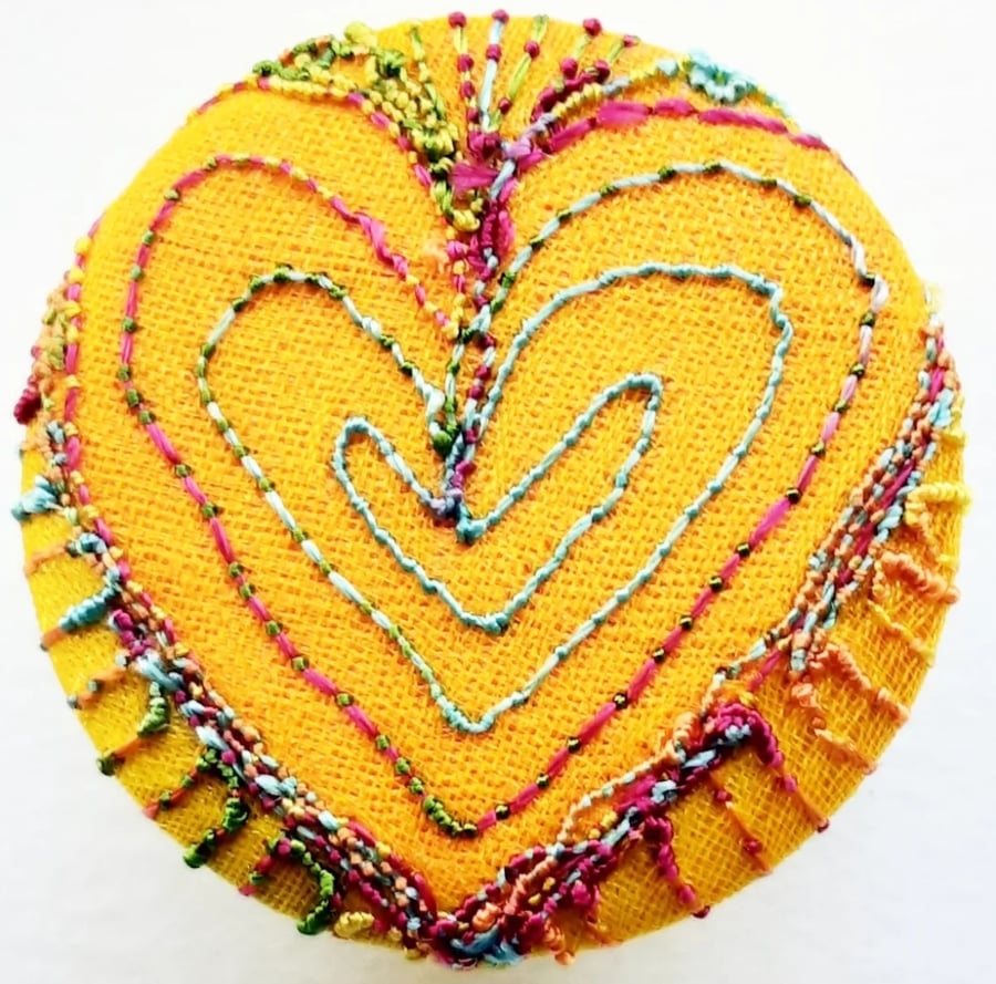 Buttons 1 inch button Hand Dyed Silks and Cottons Free Machine Embroidery Button