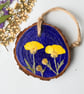 Real Pressed Flower, Buttercup, Hand Painted Wood Slice Hanging Decoration