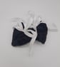 Heart hanger pair in black with with ribbon and seed bead edging.  - Image 7