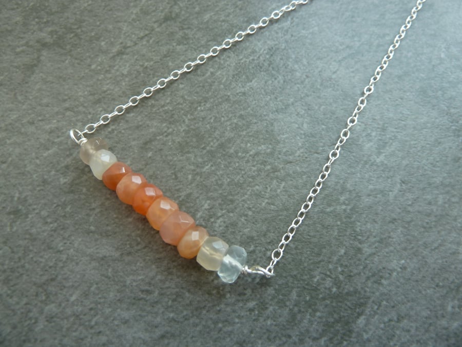 sterling silver chain, moonstone gemstone necklace