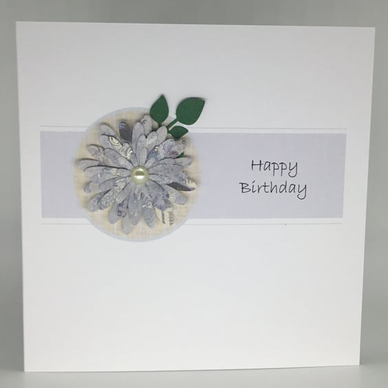 Floral Birthday handmade card - lilac