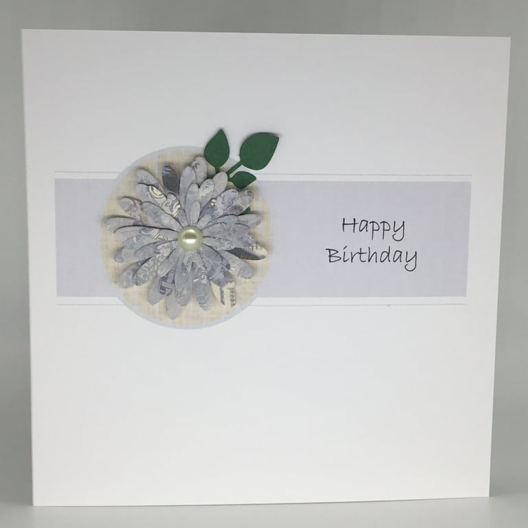 Floral Birthday handmade card - lilac