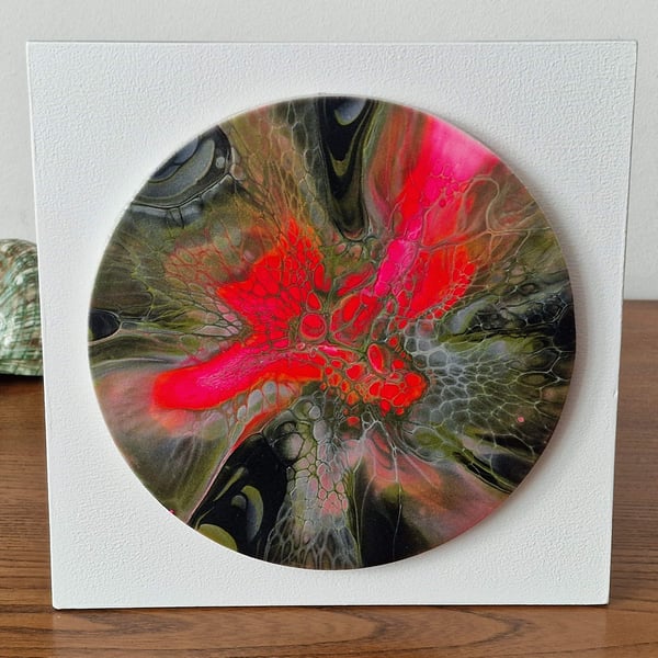 8" x 8" acrylic pour painting wall plaque
