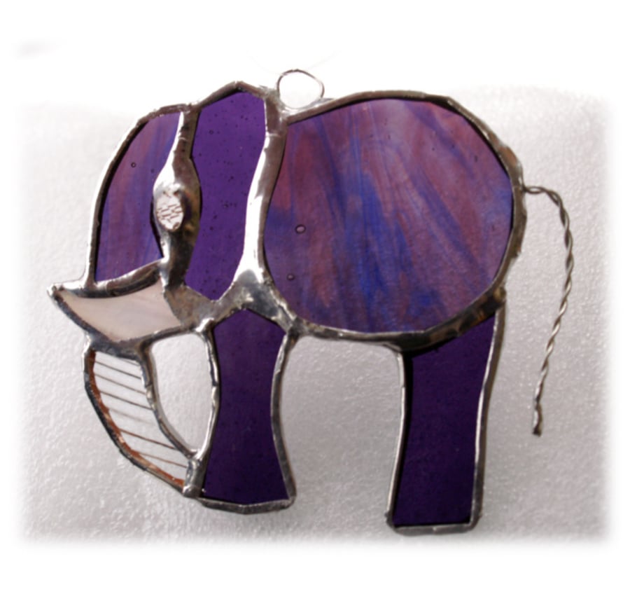 Elephant Suncatcher Stained Glass Purple Little 070