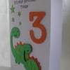 3rd Dinosaur Birthday card