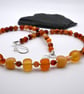 orange agate and lampwork glass beaded necklace - Image 3