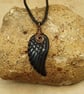Mens Obsidian angel wing necklace. Unisex Black Reiki jewelry. Virgo jewelry - Image 1