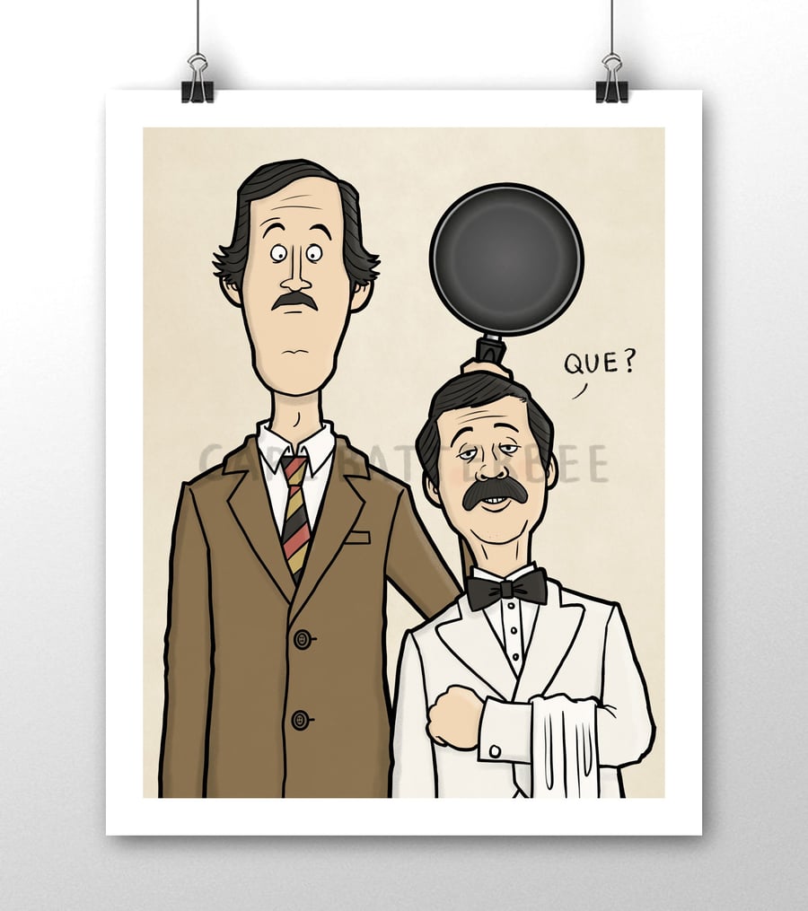 Basil and Manuel Fawlty Towers - Signed Art Print