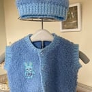 Baby faux fur waistcoat & matching hat