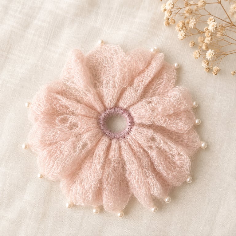 Handmade Fluffy Scrunchie Soft Mohair Hair Tie Cottagecore Gift for Her