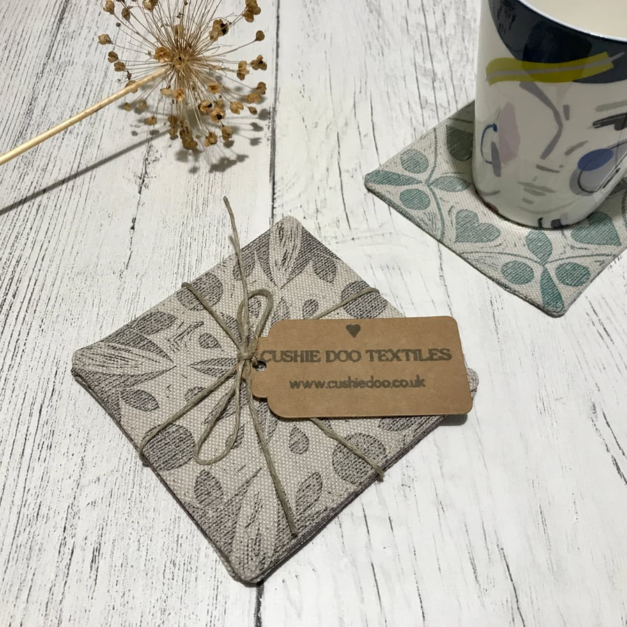 Hand Printed Linen Coaster Set
