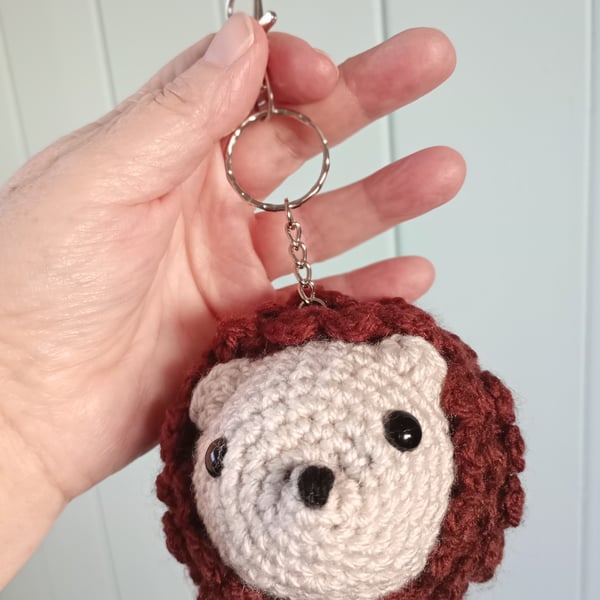 Hedgehog crochet amigurumi keyring bag charm