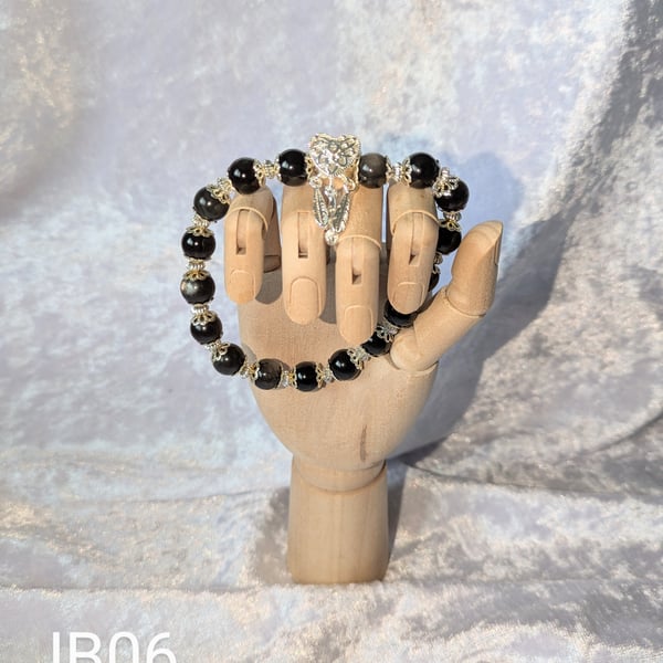 Black iridescent bead bracelet