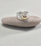 Hallmarked Yellow Gold Pebble Sterling Silver Stacking Ring - Image 4
