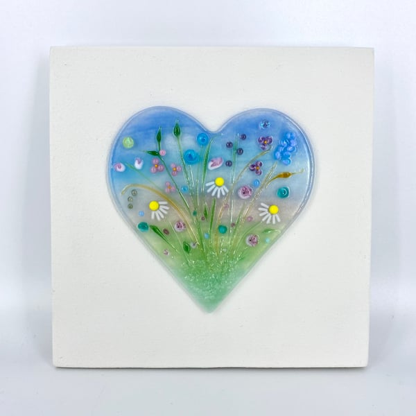 Glass Flower Meadow Heart Picture 