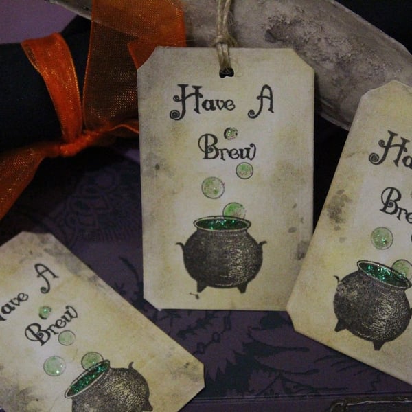 Have A Brew Halloween Witches  Tags - Set of 10 Halloween