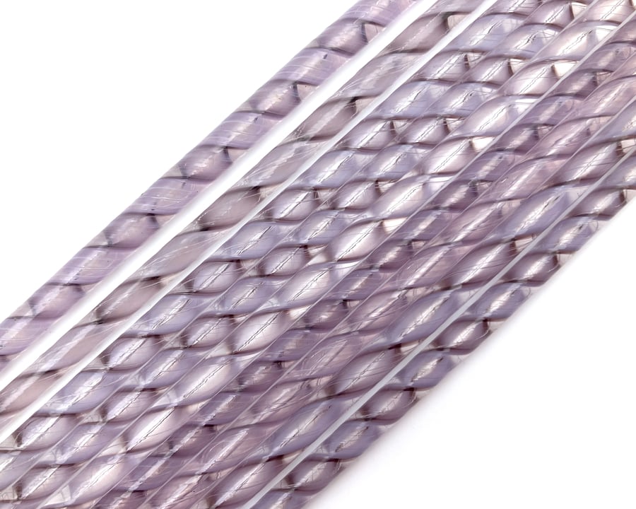 Purple lacy twisted cane 24cm Bullseye 90 coe glass Vitrigraph twisties
