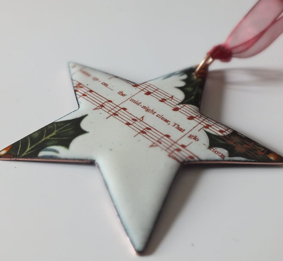 Enamelled Copper Star - Midnight Clear
