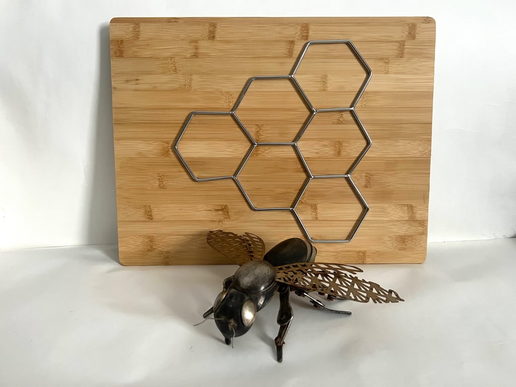 Cutlery Honey Bee sculpture with honeycomb display base