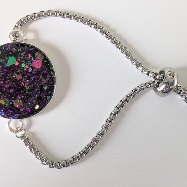 Sparkly Multicoloured Glitter Resin Bracelet
