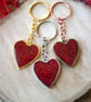 Red Sparkly Heart Keyring - Gold Edition - Image 5