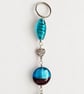 Blue and Purple Beaded Hanging Decoration with Silver Filigree Heart - Image 2