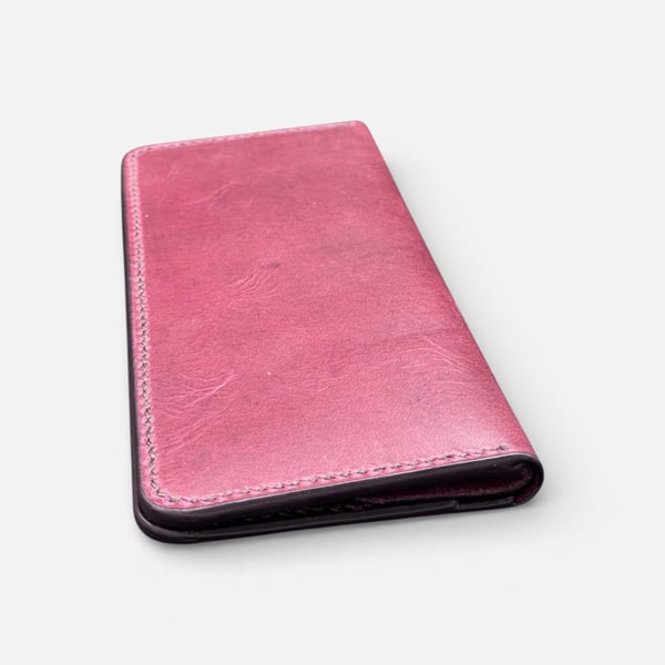 Handmade Full Grain Long Leather Wallet with Coin Pocket