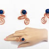 Lapis Lazuli Wire wrapped Copper adjustable ring ,copper ring, wire wrapped copp