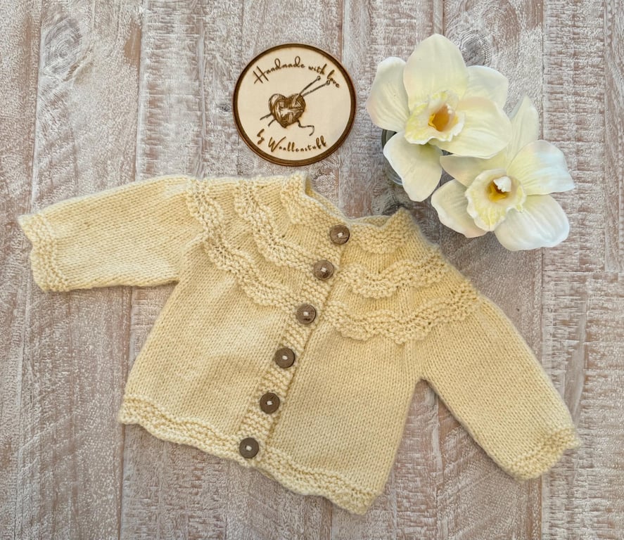 Made To Order Handknitted Gartinette Wavy Cardigan 7 sizes. Any colour.