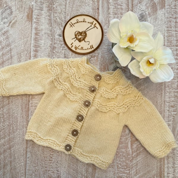 Made To Order Handknitted Gartinette Wavy Cardigan 7 sizes. Any colour.