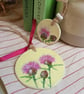 Knapweed clay imprinted and hand painted gift tag - Image 2