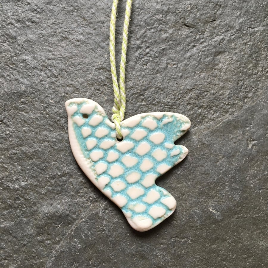 Porcelain bird, aqua valentine, Scandi hygge decoration The Porcelain Menagerie