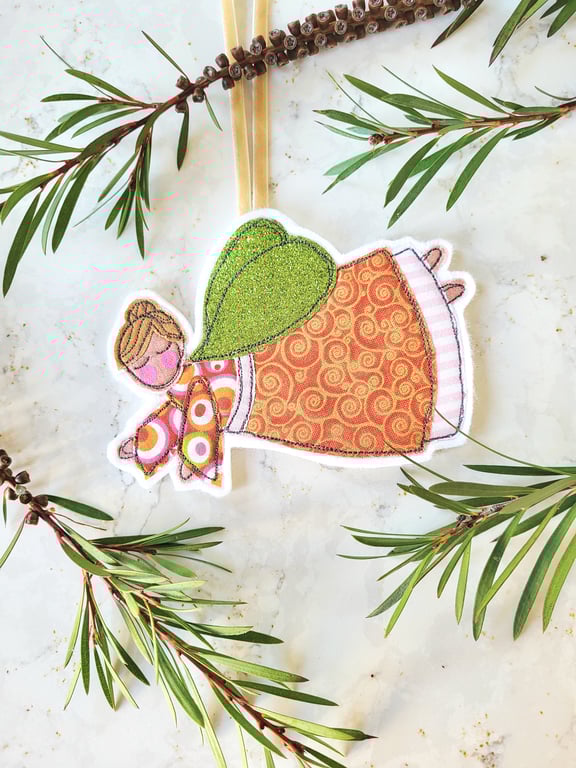 Orange Christmas Fairy Tree Ornament