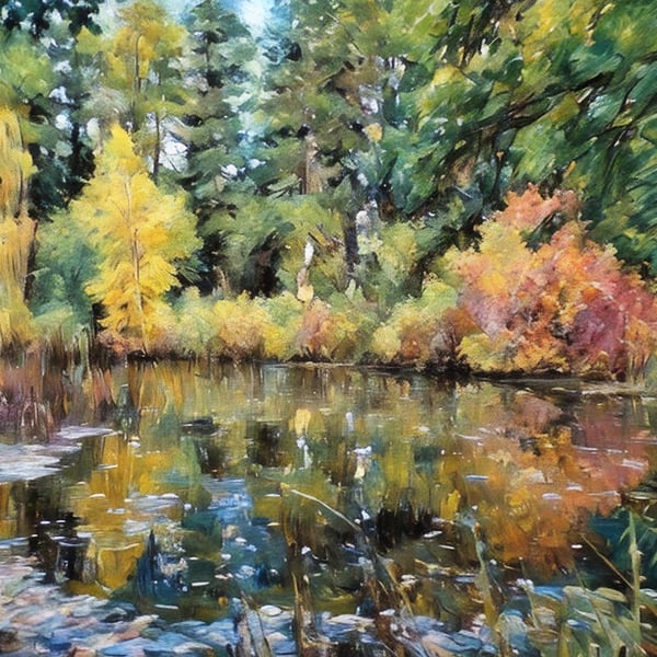 A5 Greeting Card Autumn Water Garden 