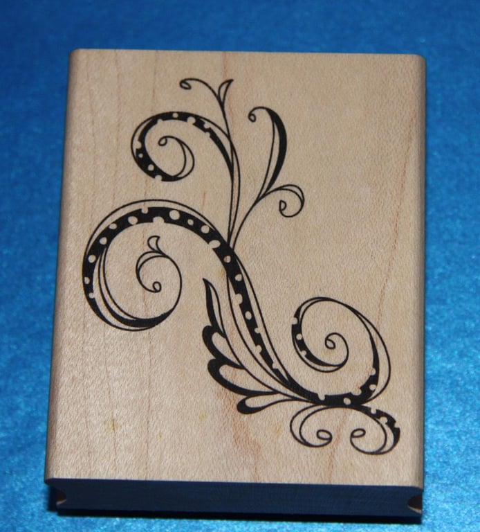 Inkadinkado Dotted Flourish Rubber Stamp (99286DD) Wooden Mounted