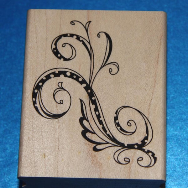 Inkadinkado Dotted Flourish Rubber Stamp (99286DD) Wooden Mounted