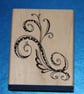 Inkadinkado Dotted Flourish Rubber Stamp (99286DD) Wooden Mounted - Image 1