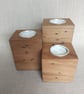 Set of 3 Wooden Tealight Holders Upcycled Pallet Block Candle Gift Set - Image 9