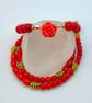 Red Bamboo Coral Necklace With Coral Rose, Birthday, Valentine, Mothers Day Gift