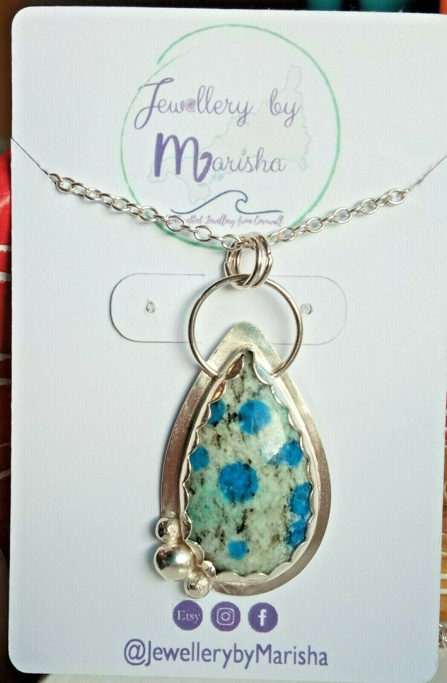 K2 Jasper Necklace Fine & Sterling Silver Jewellery Gift Teardrop Pendant 